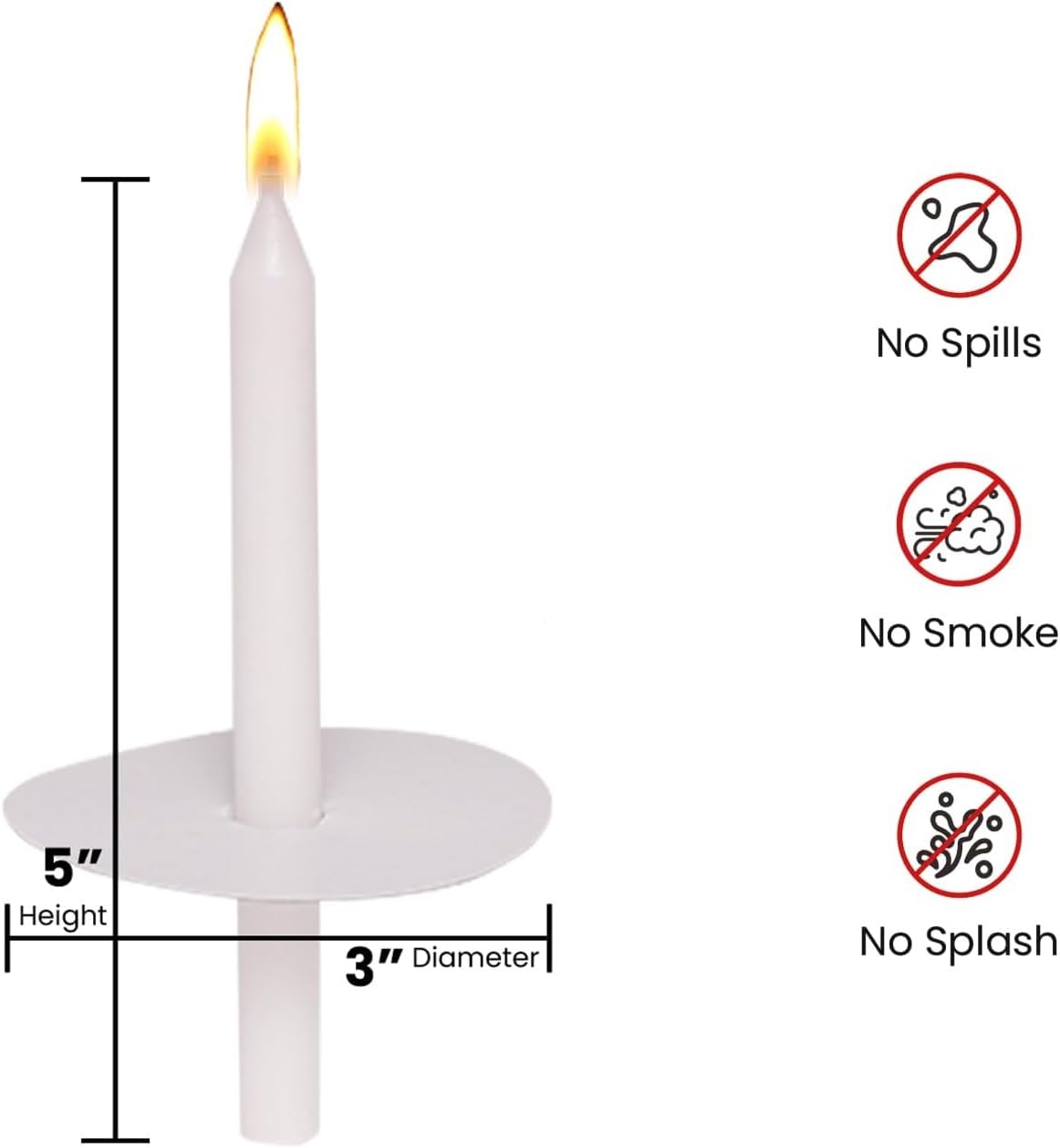 Church Candles with Drip Protectors, Box of 50 Candles, Devotional Candlelight Vigil Service Taper Candles, Smokeless,Unscented White 5" X 1/2"