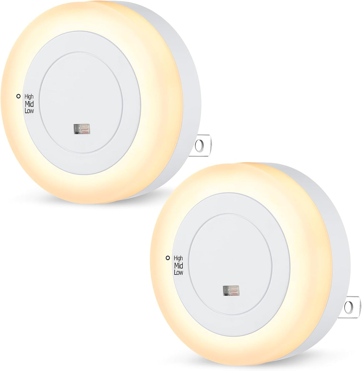 2-Pack LED Night Lights Plug in Dimmable, Dusk to Dawn Sensor 2700K