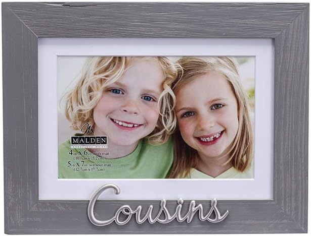 Malden Cousins 4x6 or 5x7 Picture Frame, Gray with Silver Accent