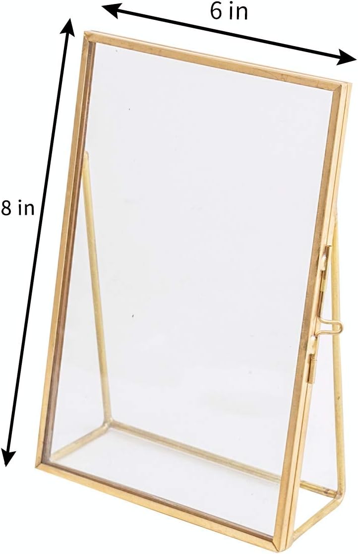6x8 Gold Photo Frame Vintage Style Antique Gold Standing Picture Frames with Pressed Glass, Brass (6 x 8)