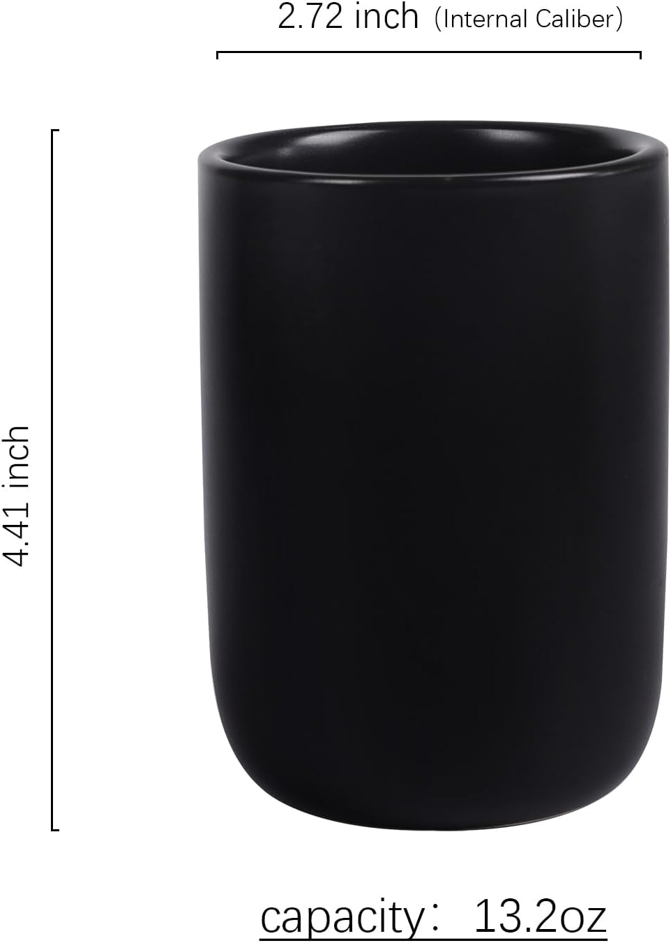BosilunLife Ceramic Toothbrush Holder (Black, Cylinder)