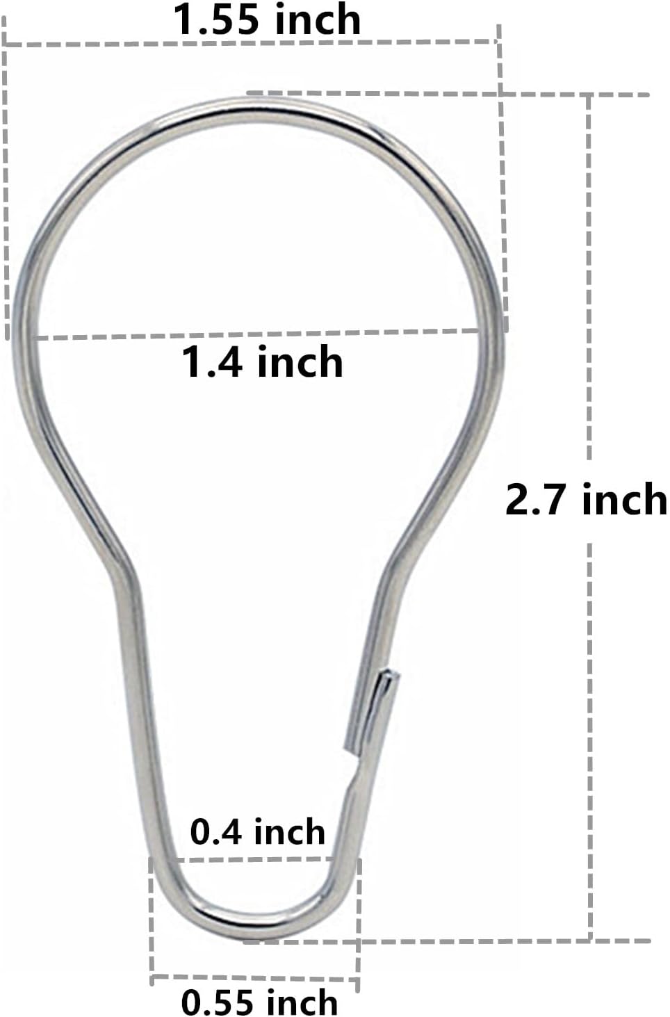 Silver Shower Curtain Rings Metal Hooks Ring (24 Pack) Nickel Plated Rustproof for Bathroom Shower Rod