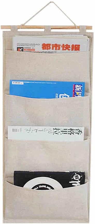 Co-link Linen/Cotton Fabric Wall Door Hanging Storage Pockets Home Organizer (4 Pockets)