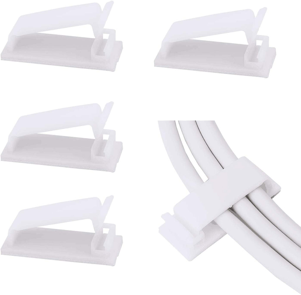 SOULWIT® 50 x Self-Adhesive Cable Management Clips for USB Cable TV, Charger, Audio, Wire Clamp for Table, Car, Office, Home