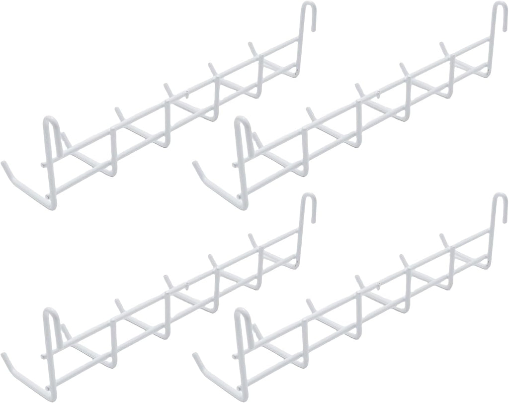 4 Pack Metal Grid Wall Hanging Hooks, Grid Wall Accessories, Heavy Duty Storage Hooks Rack for Door Back Wall Mount Storage and Display, Hook Attachment for Wire Shelving (4 x Hanging Hooks（White）)