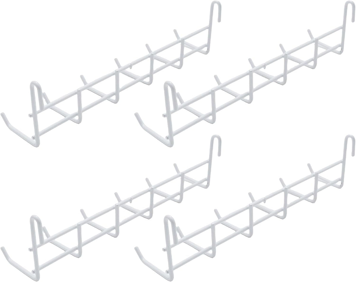 4 Pack Metal Grid Wall Hanging Hooks, Grid Wall Accessories, Heavy Duty Storage Hooks Rack for Door Back Wall Mount Storage and Display, Hook Attachment for Wire Shelving (4 x Hanging Hooks（White）)