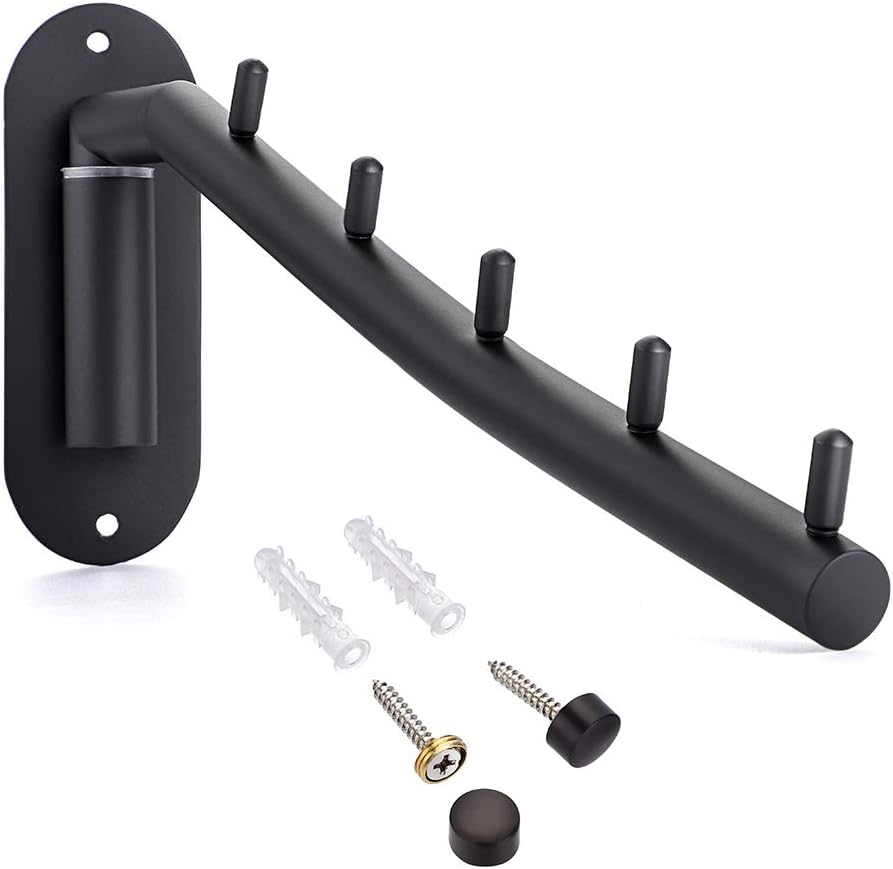 Sumnacon Clothes Hanger Rack，Wall Mount Garment Hook with Swing Arm，Black