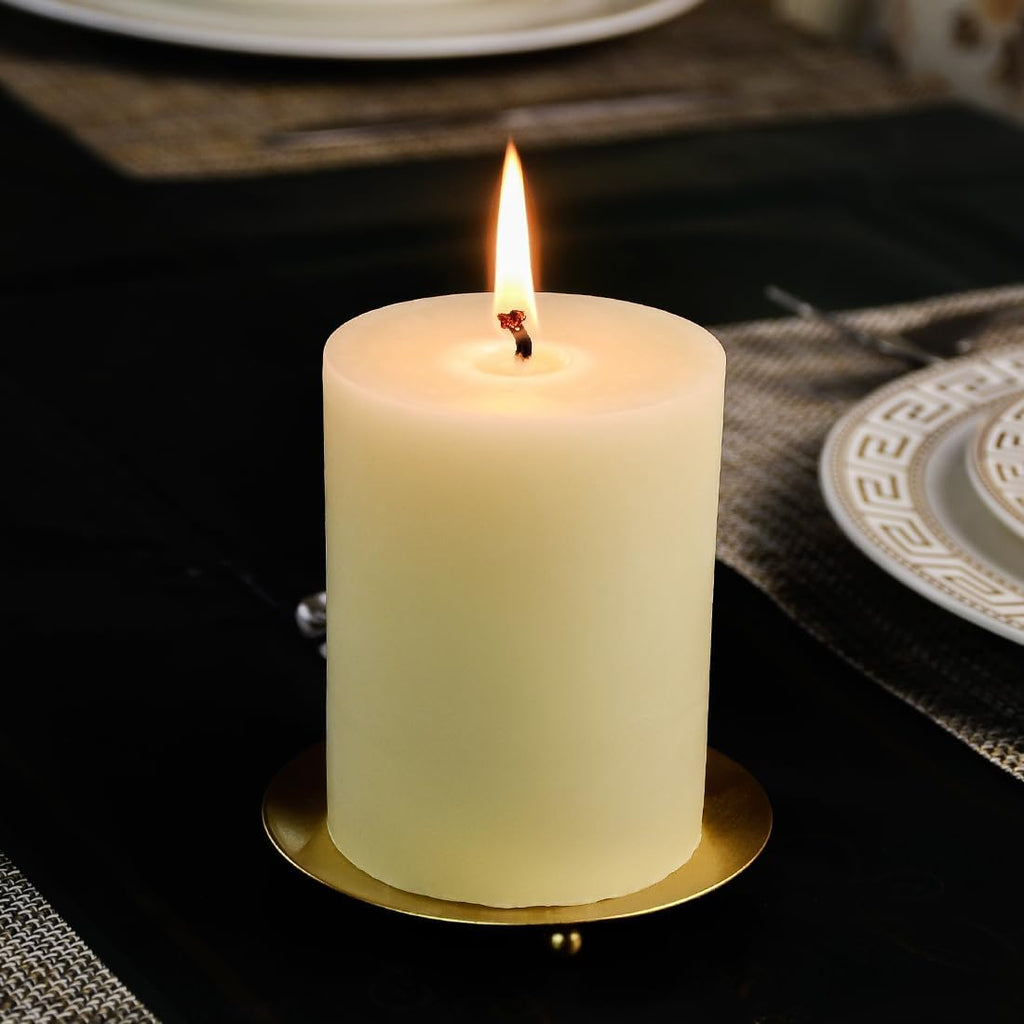 Beeswax Pillar Candles 3x4 Inch, Pure Natural Beeswax Candles - Unscented, 40 Hour Burn Time,Hand-Poured (Ivory)