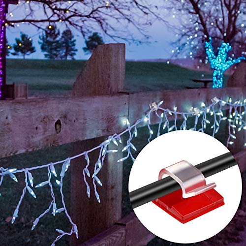 Maitys 60 Pcs Adhesive Cable Clips Wire Organizer for Lights,Medium,Clear