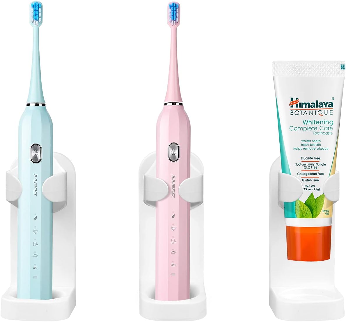 Electric Toothbrush Holders for Bathroom, Electric Toothbrush Organizer, Bathrooms Toothbrush Storage for Shower Space-Saving, Mirror Toothbrush Holder Wall Mounted, ABS(White)