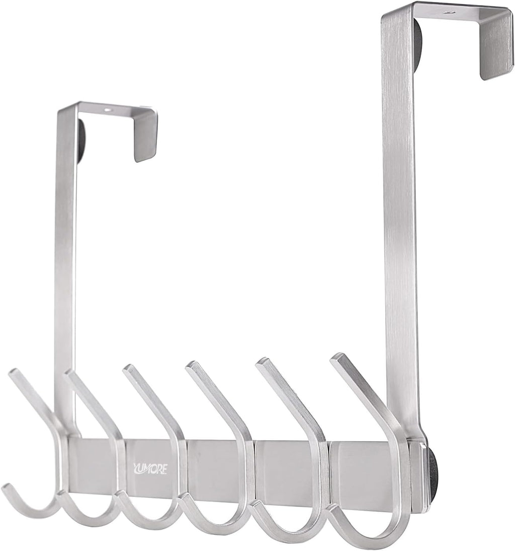YUMORE Over The Door Hooks, Heavy Duty Door Hanger, Brushed Finish