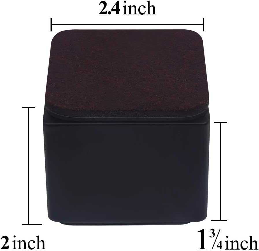 Ezprotekt 2 Inch Bed Riser - Solid Steel Self Adhesive Furniture Riser or Bed Lift, Creates an Additional 2 Inches of Height for Table, Chair, Desk or Sofa (4Pack,2 Inch Black)