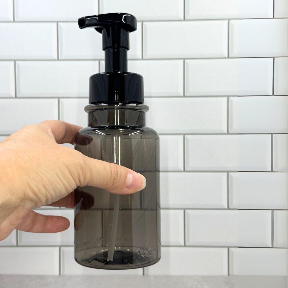 14 oz Plastic Foaming Soap Bottle Dispenser (Gray/Black)