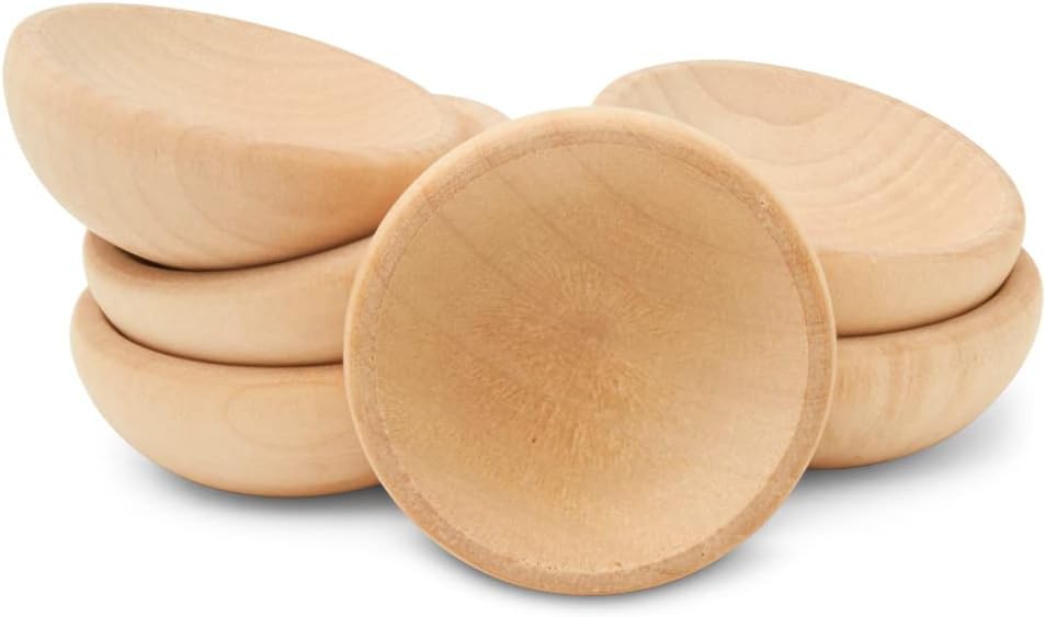 Woodpeckers Mini Wooden Bowl 1-1/2", Pack of 50 Small Wooden Bowls for Charcuterie and Decorating Wooden Sorting and Stacking Bowl