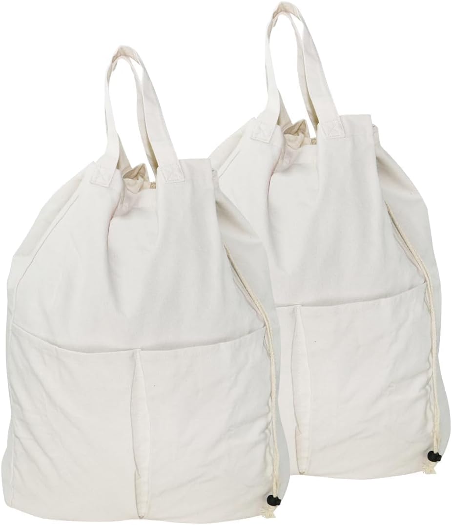 Large Cotton Laundry Bags for Dorm, XL Heavy Duty Laundry Bag with Straps