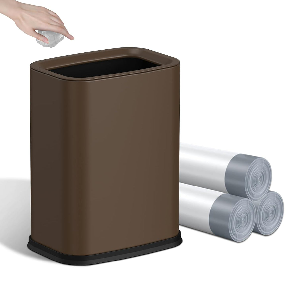 2.6 Gal Brown Bathroom Trash Can,Small Office Garbage Can