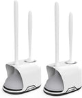 Lefree, 2 in 1 Toilet Brush and Plunger Set with Silicone Bristles, Plastic Material, Includes Holder, White/Black, for Deep Cleaning