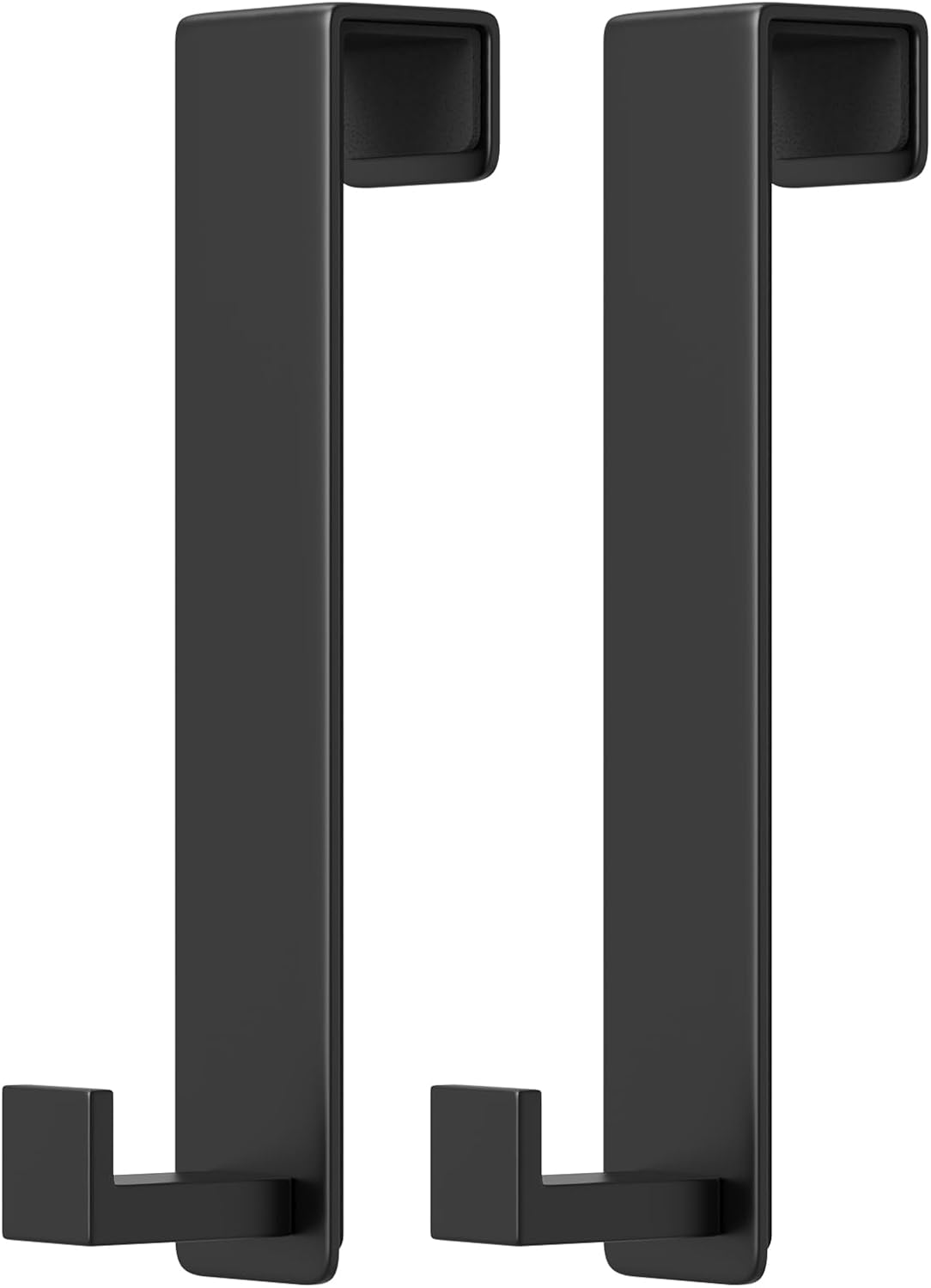 PMMASTO 10 Inch Hooks for 1-3/4 Inch Doors, Black- 2 Pack, L Shape