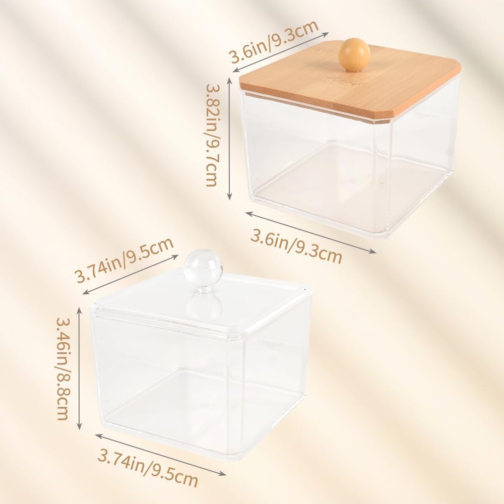 2 Pack Qtip Holder, Acrylic Bathroom Organizer Canister with Lid