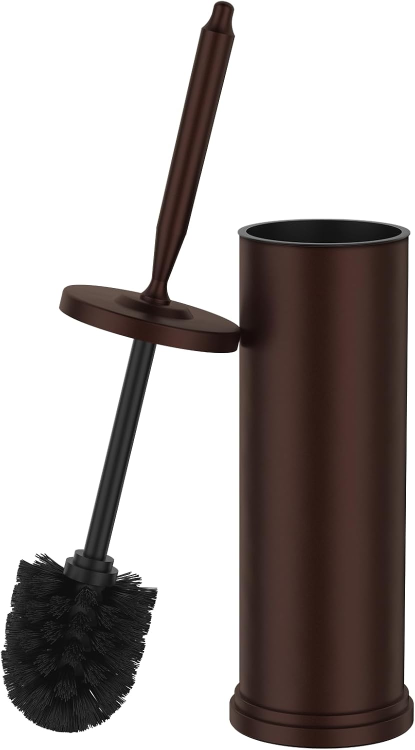 Stainless Steel Toilet Bowl Brush and Holder Set Scrubber Bronze Brown