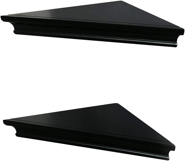 AHDECOR Black Floating Corner Shelves, Elegant Wall-Mounted Corner Shelf for Decorative Display and Storage in Any Room, Set of 2