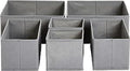 Amazon Basics Collapsible Cloth Drawer Organizer Boxes for Socks, Underwear and Baby Clothes, Storage Bins, Gray, Set of 6