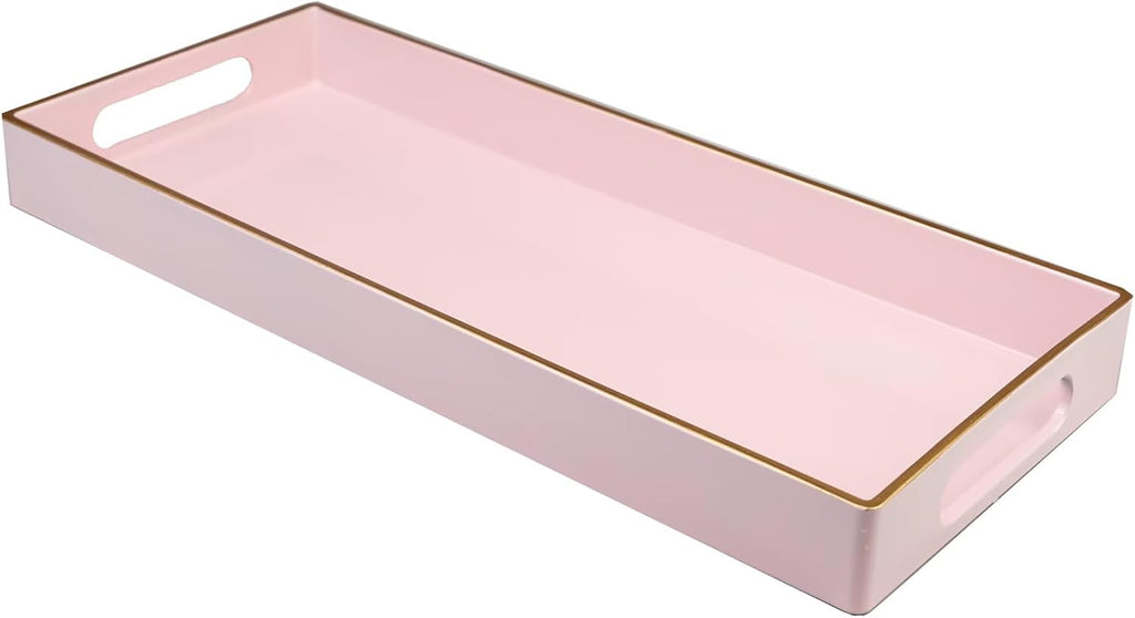 Pink Vanity Tray with Handles, Decorative Tray