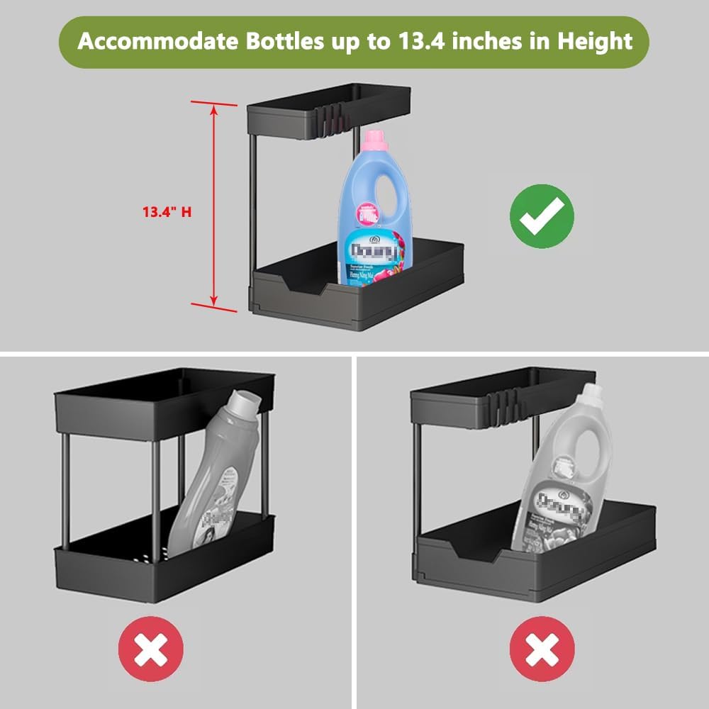L-Shape Under Sink Organizer 2-Tier Storage Bathroom 2PC