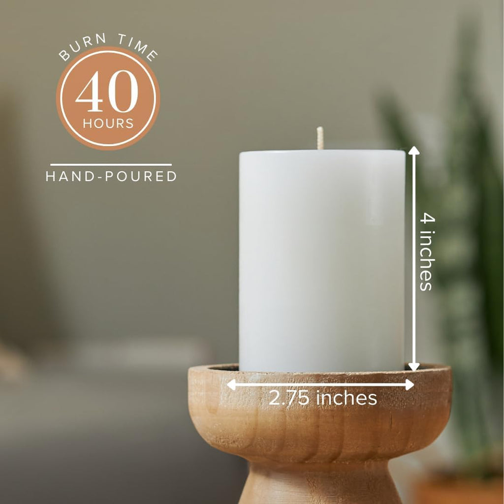 Simply Soson White Pillar Candles 3x4, Set of 6, Unscented Bulk Pack