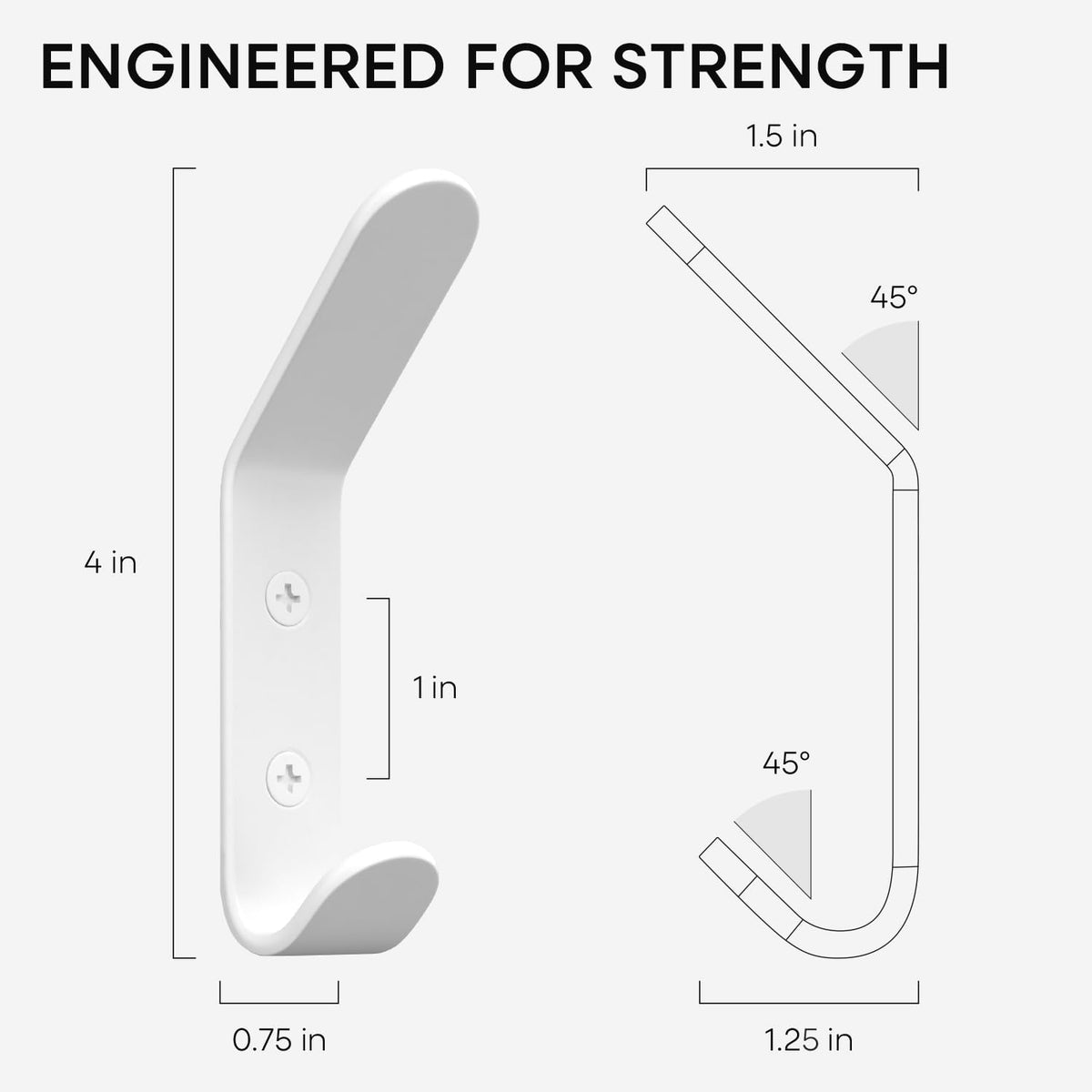 Homeforia White Wall Coat Hooks, High-End Metal, Heavy Duty, Set of 10