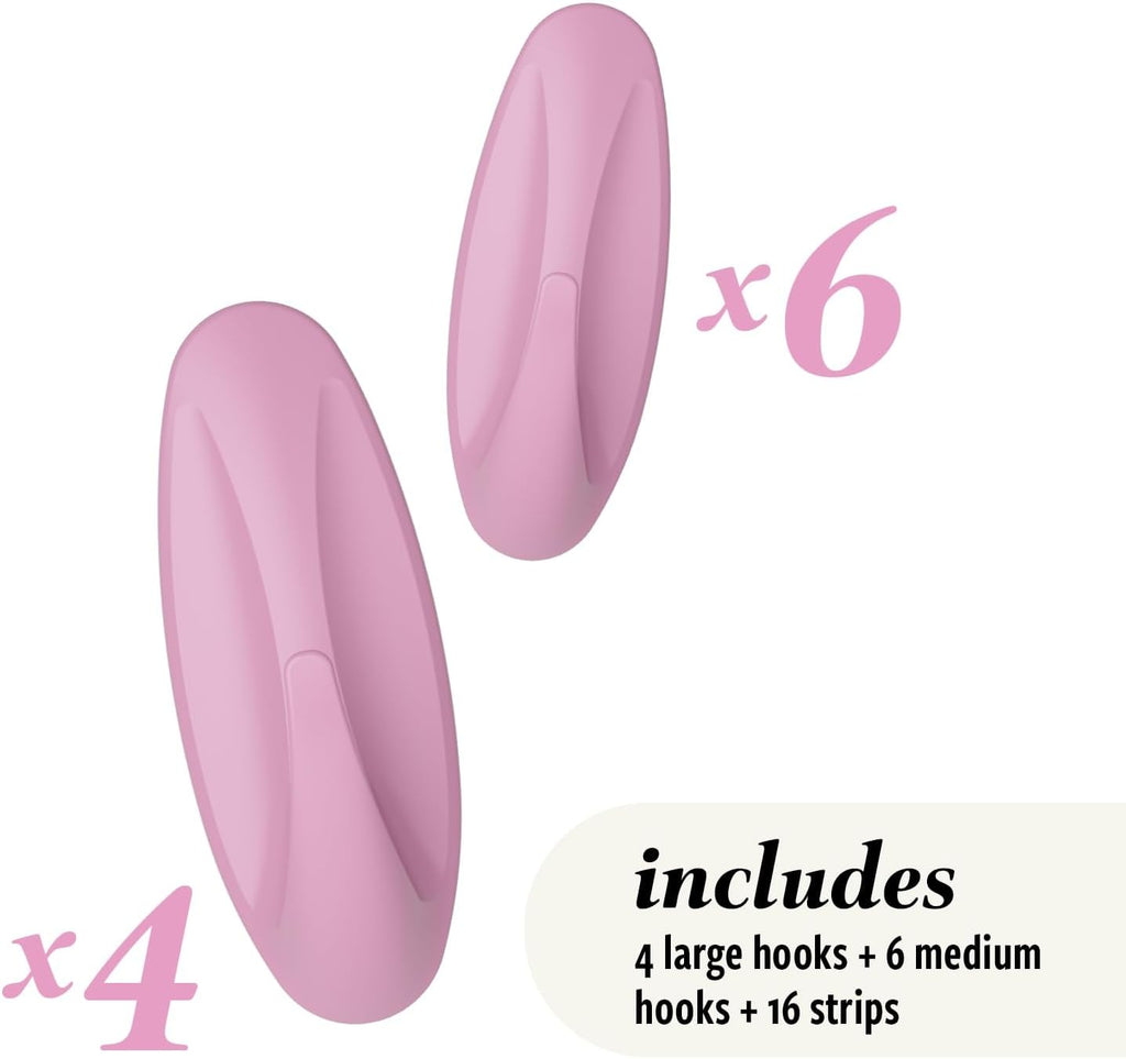 Command Mixed Designer Hook Pack, Lilac Lemonade, 10 Hooks, 16 Strips