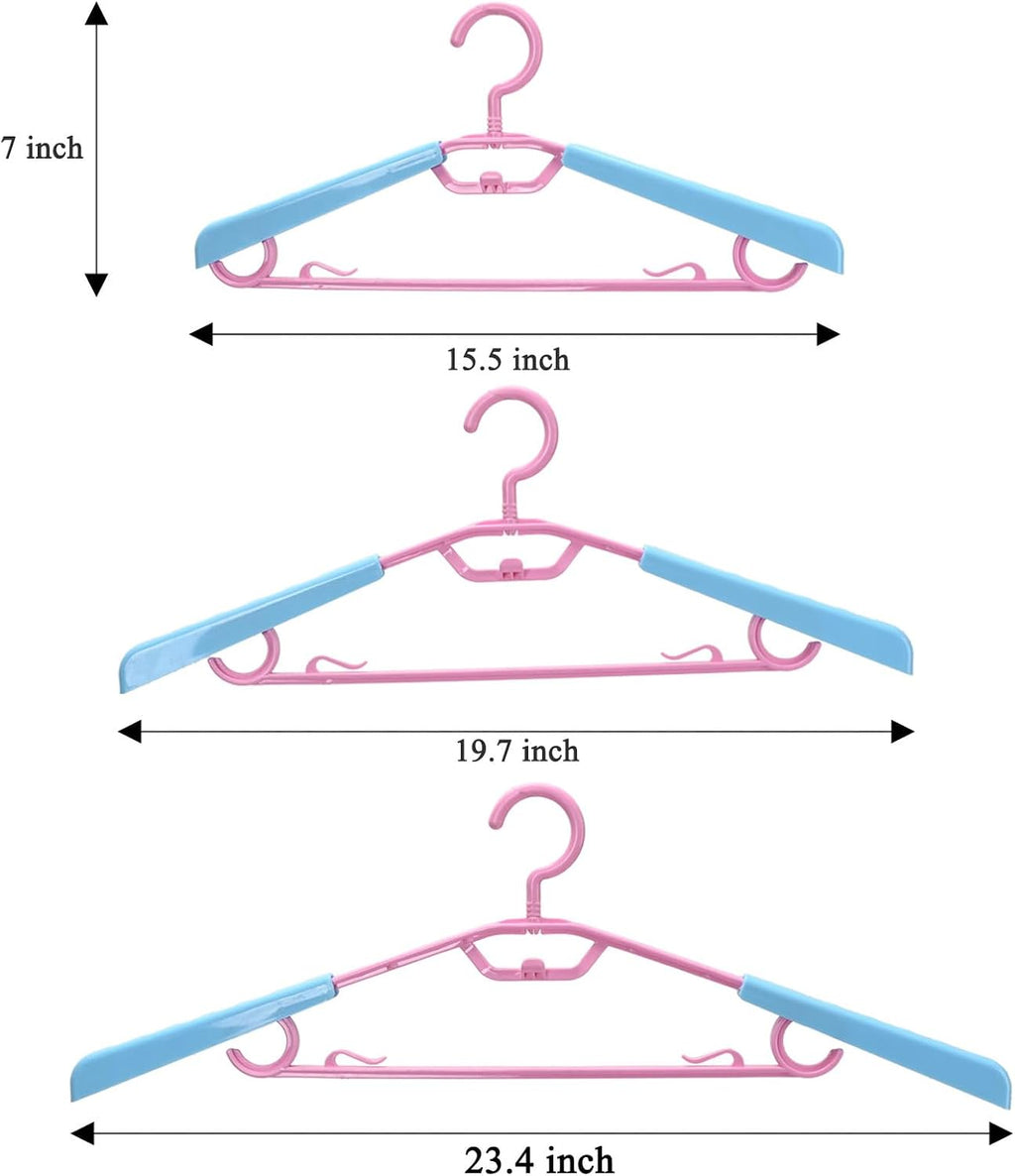 6-Pack Heavy Duty Plastic Extra-Wide Arm 15"-23" Suits Clothes Hangers with Swivel Hooks,Perfect for Coat,Jacket,Dress,Shirt,Trousers or Closet Space Saving,Pink