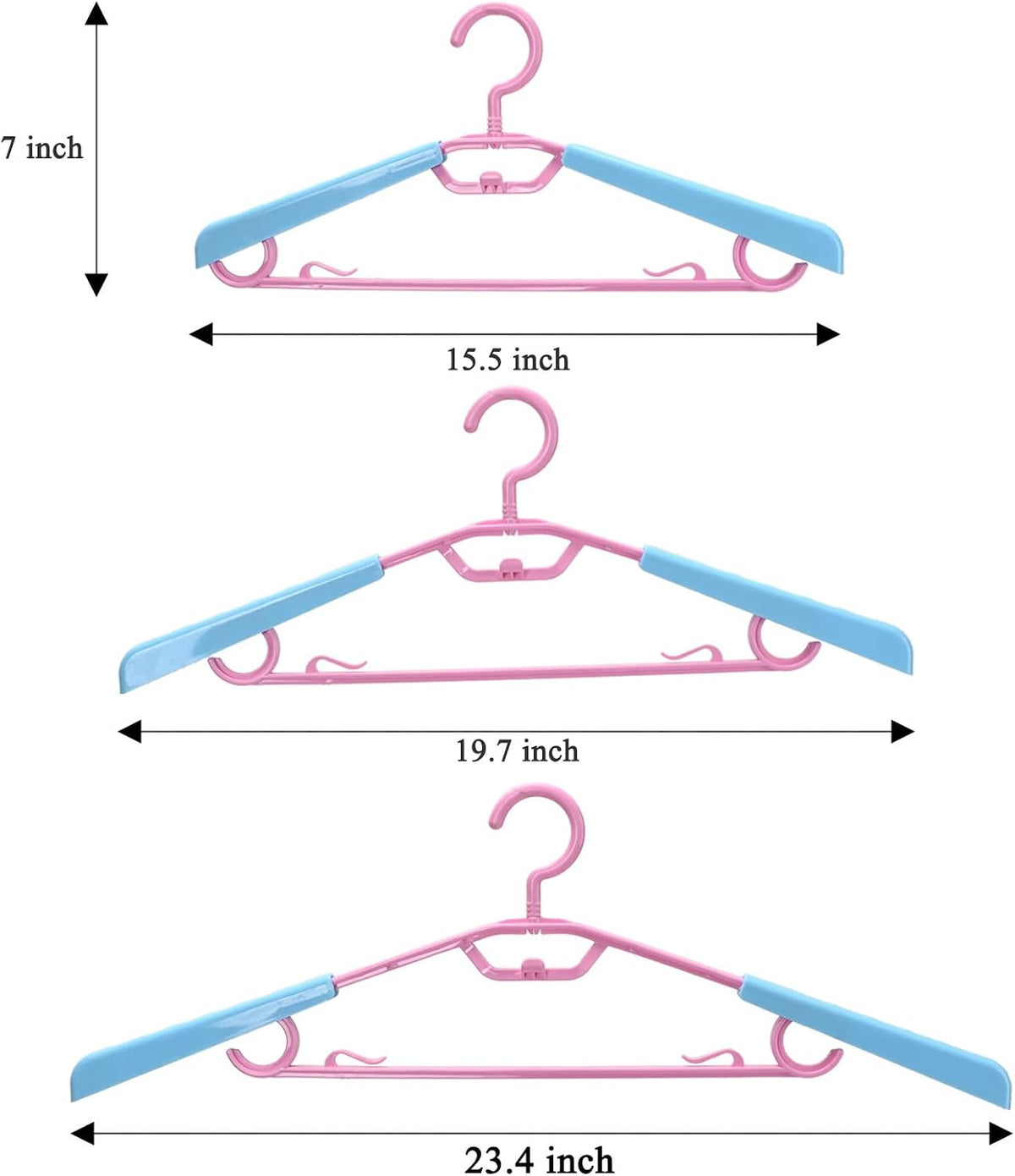 6-Pack Heavy Duty Plastic Extra-Wide Arm 15"-23" Suits Clothes Hangers with Swivel Hooks,Perfect for Coat,Jacket,Dress,Shirt,Trousers or Closet Space Saving,Pink