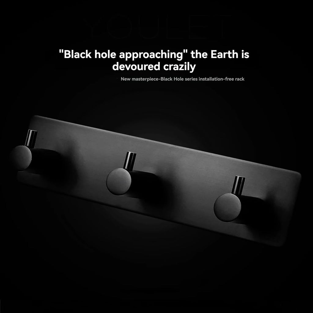 Kingdong Black Key Holder for Wall 304 Stainless Key Hooks Adhesive Key Holder Wall Mount Key Hanger with 3 Heavy Duty Hooks Key Organizer for Kitchen, Bedroom, Bathroom (Black(3 Hooks))