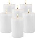 6 Pk 2.75x3.25 White Pillar Candles 40H Unscented Smokeless