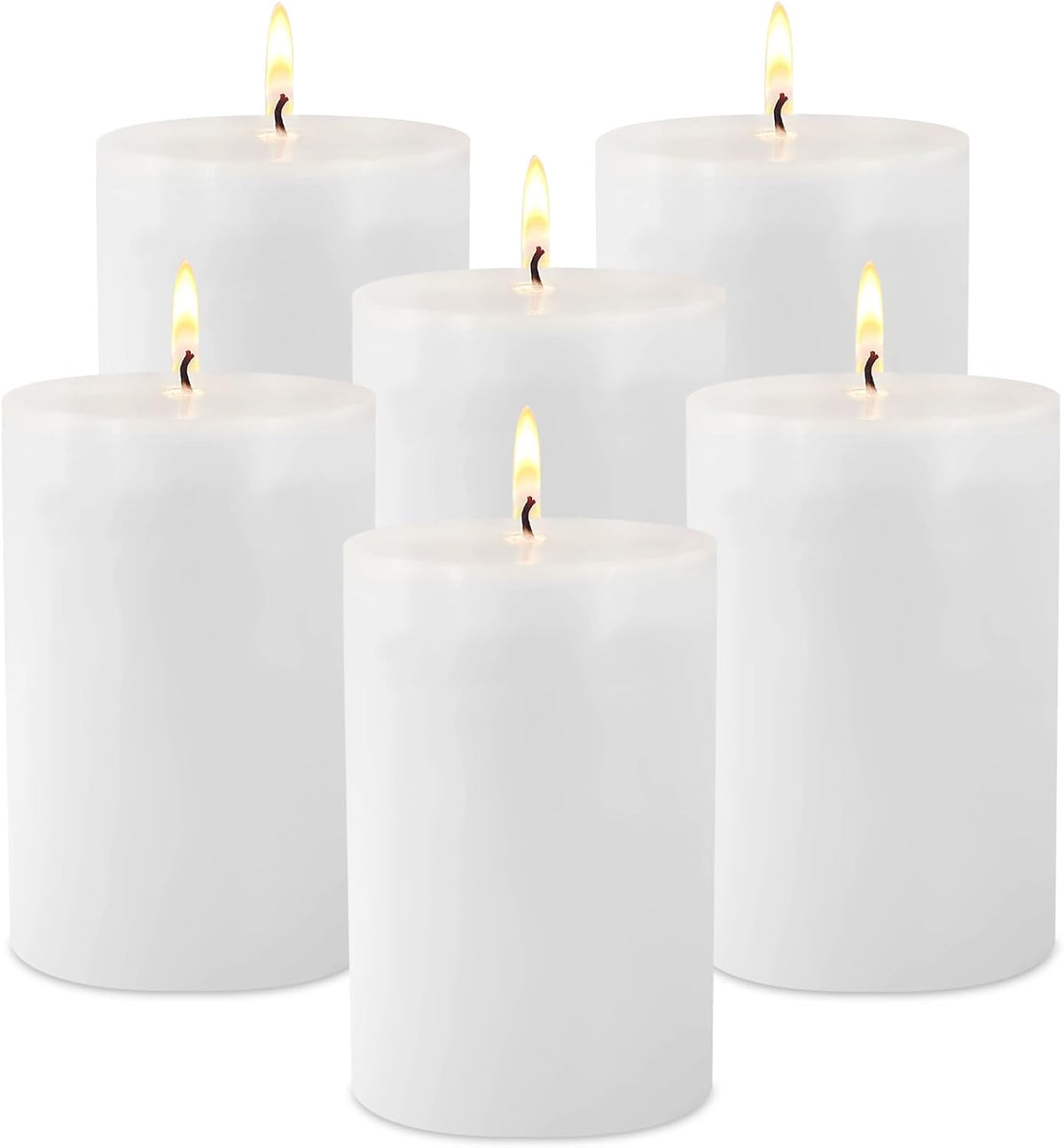 6 Pk 2.75x3.25 White Pillar Candles 40H Unscented Smokeless