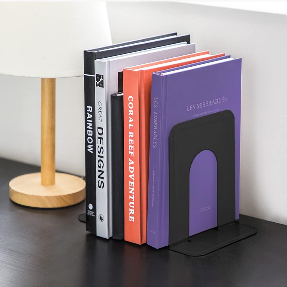MaxGear Matte Painted Book Ends, Heavy Duty and Sturdy Bookends for Shelves