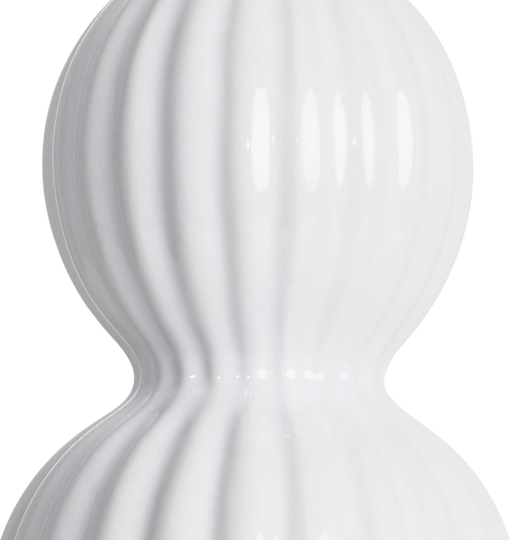 28" White Ceramic Table Lamp for Nightstand, Modern Bedside Table Lamp for Bedroom, Triple Gourd Lamp for Living Room End Table (1 Pack)