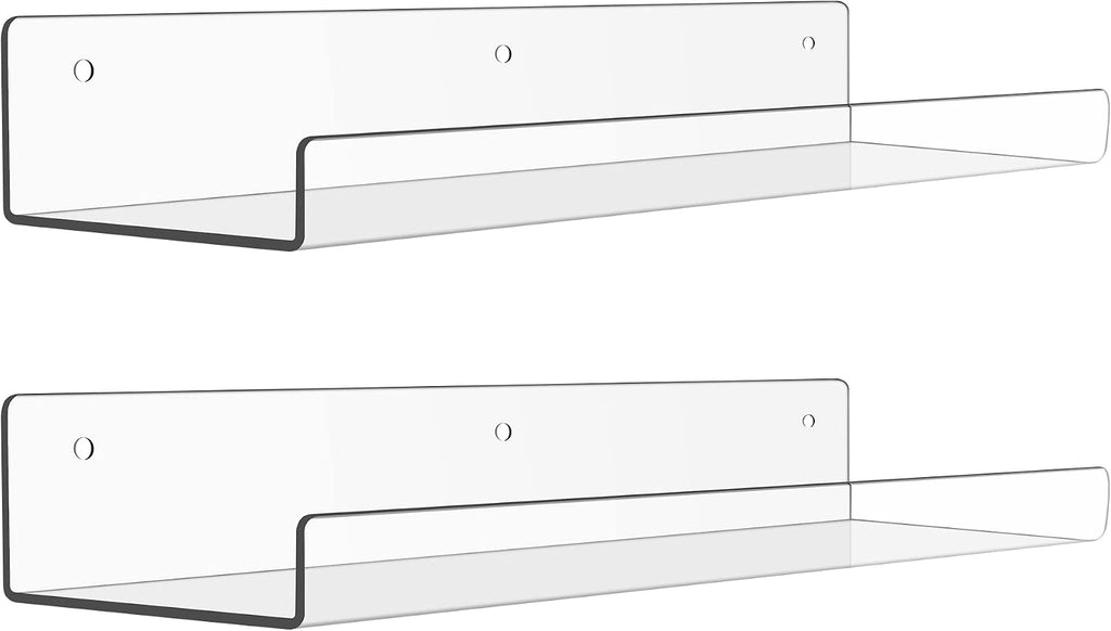 upsimples 2 Pcs 15" Acrylic Shelves for Wall Display and Storage, Clear