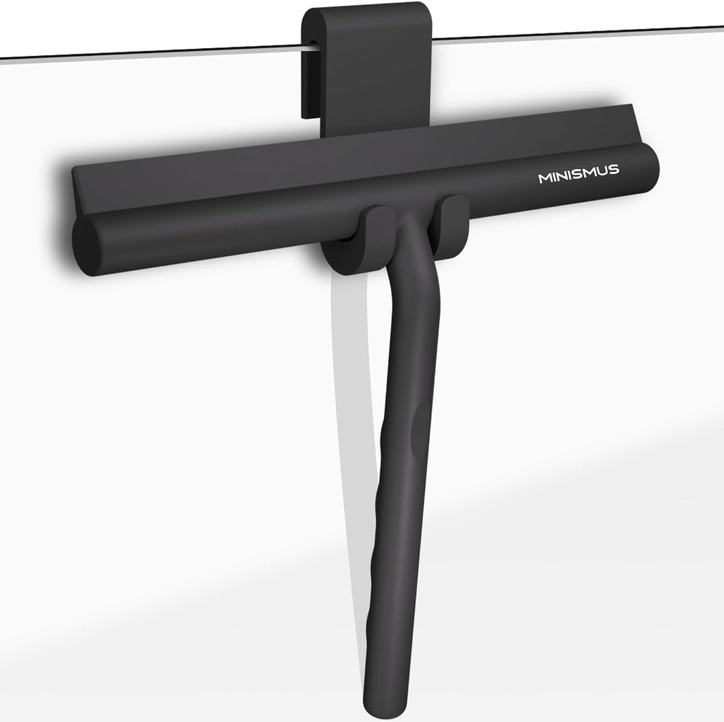 Minismus Silicone Shower Squeegee with Black Hook, Shower Glass Cleaner