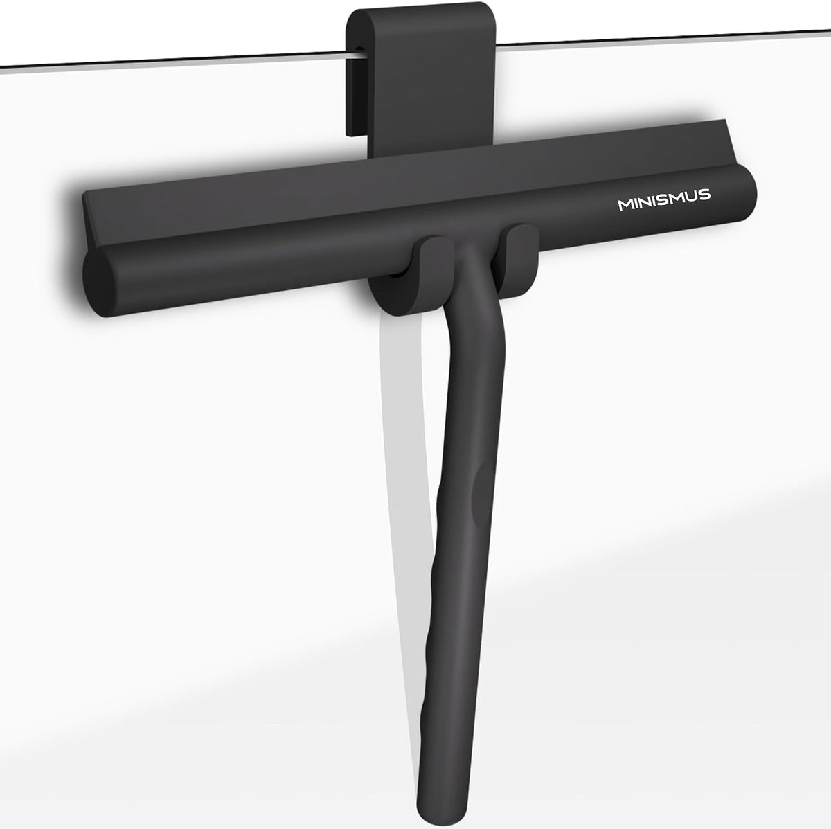 Minismus Silicone Shower Squeegee with Black Hook, Shower Glass Cleaner
