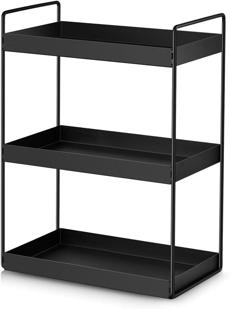 3-Tier Bathroom Countertop Organizer, Black, 12.2" L x 6.7" W x 16.9" H