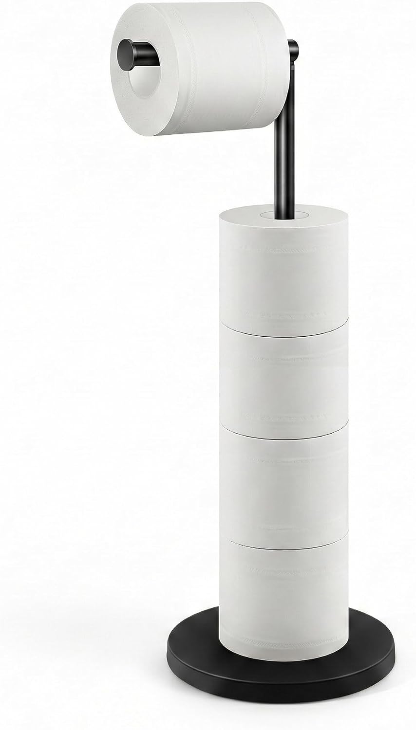 Cesun Free Standing Toilet Paper Holder Stand with Weighted Base, Black