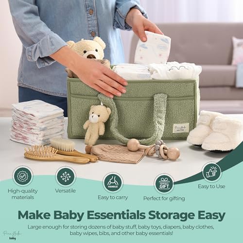 PeraBella Diaper Caddy Organizer for Changing Table, Storage Basket for Wipes, Gift for Baby Shower, Car Organizer, Nursery Organizer, Portable Storage (Pack of 2)