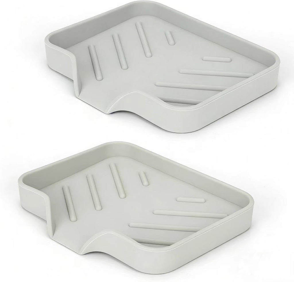 2 Pack Silicone Soap Dish, Self Draining Soap Dish 4.7"×3.9" White