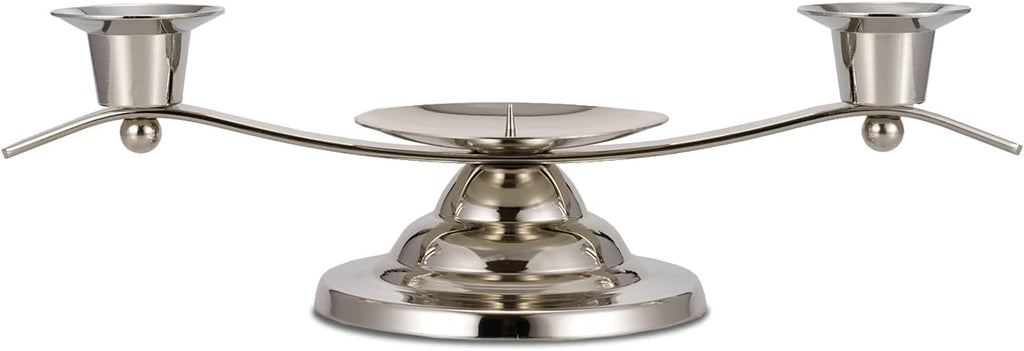 ACHIBANG Metal Unity Candle Holders, 3 Arm Iron Scroll Candlestick Holders for Weddings, Shiny Silver, 11'' x 4.3'' x 3.1''