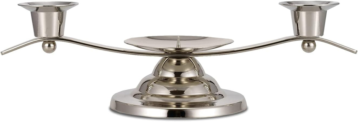ACHIBANG Metal Unity Candle Holders, 3 Arm Iron Scroll Candlestick Holders for Weddings, Shiny Silver, 11'' x 4.3'' x 3.1''