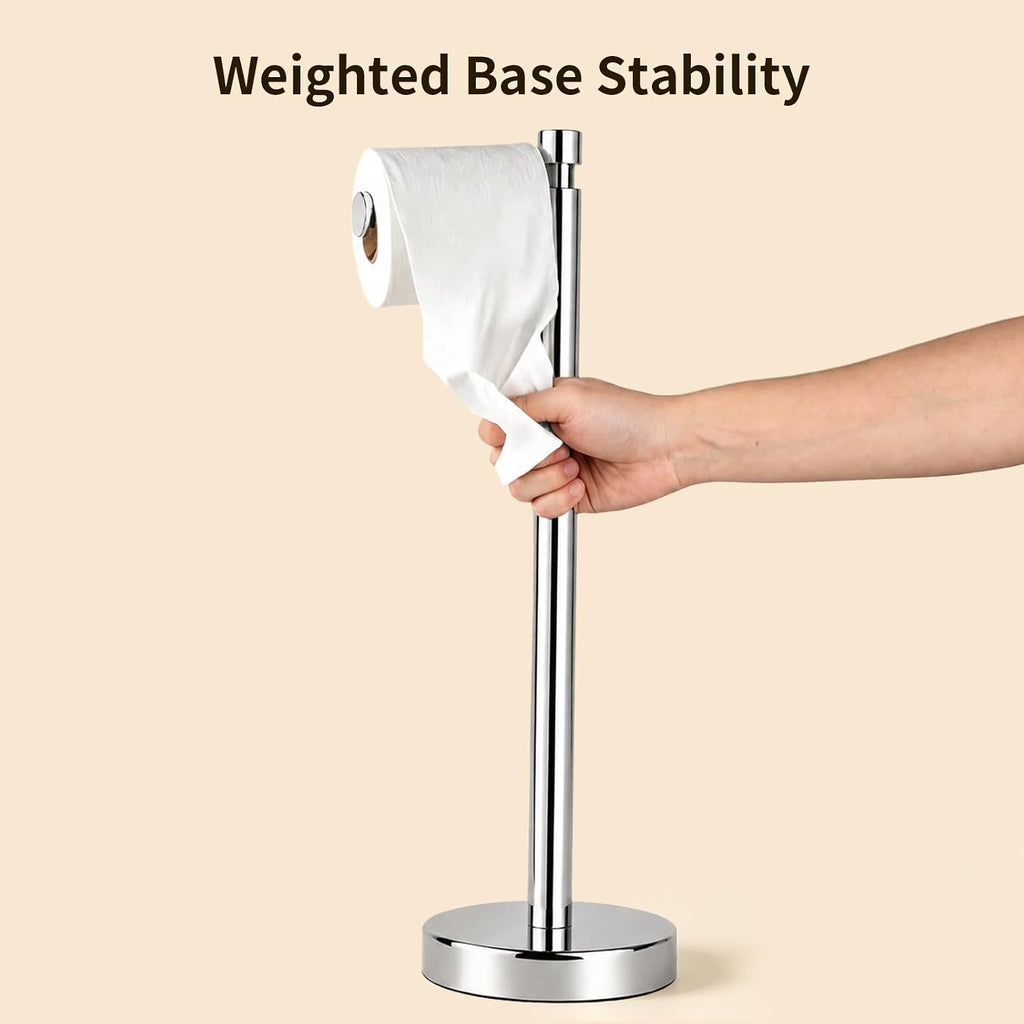 YUMORE Toilet Paper Holder Stand with Weighted Base, Chrome