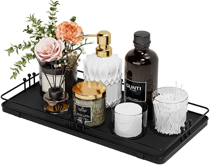 Toilet Paper Basket, Toilet Tank Tray, 13"x 6.5", Black
