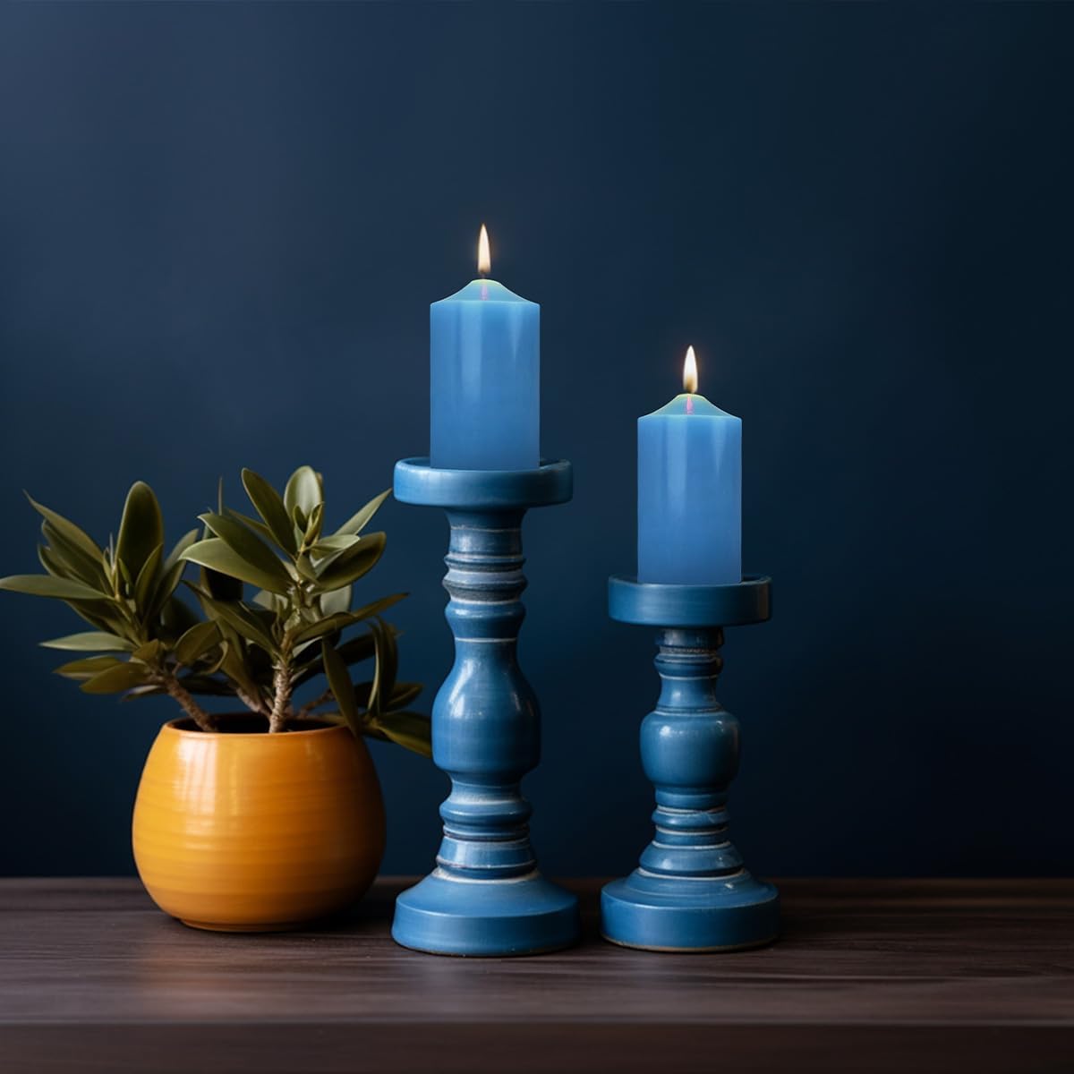 12 Pack 2x3 Hand Poured Dripless Pillar Candles, Soy Candles, Non-Toxic, Unscented, Smokeless, for Power Outages & Emergency (Blue)